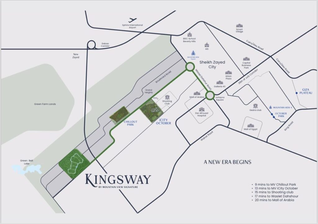 موقع كمبوند كينجز واي ماونتن فيو kingsway mountain view