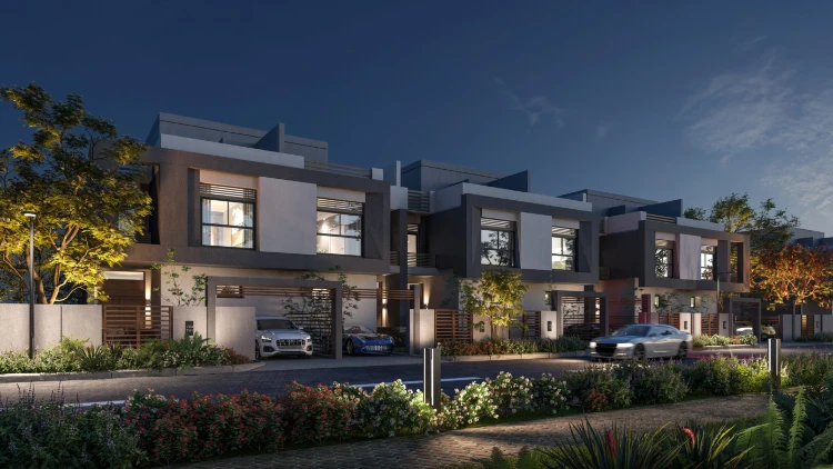 Villas of Compound Bleu Vert New Capital in Night Lighting Compound Bleu Vert New Capital