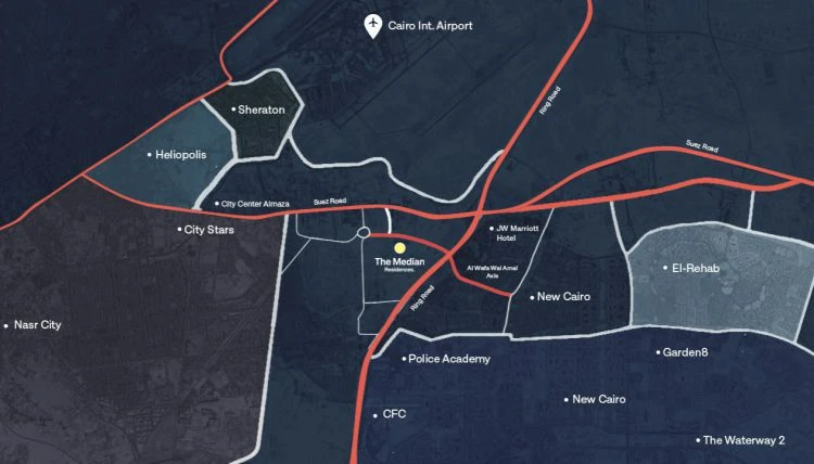 كمبوند ذا مديان ريزيدنس القاهرة الجديدة - The Median 2026 2 خريطة ذا مديان القاهرة الجديدة كمبوند ذا مديان ريزيدنس القاهرة الجديدة