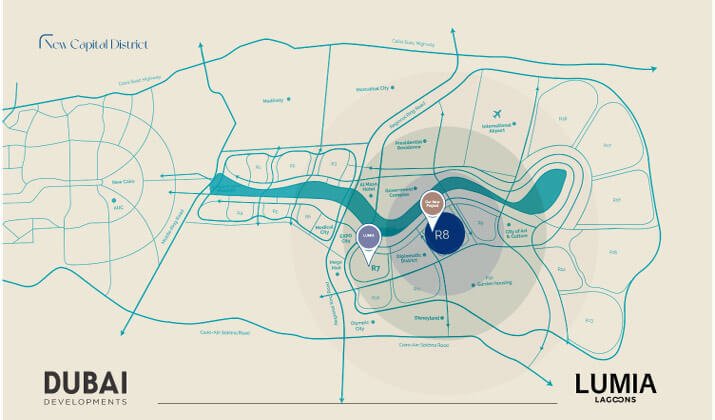 موقع كمبوند لوميا لاجونز العاصمة الادارية الجديدة Lumia Residence 2 New Capital Compound