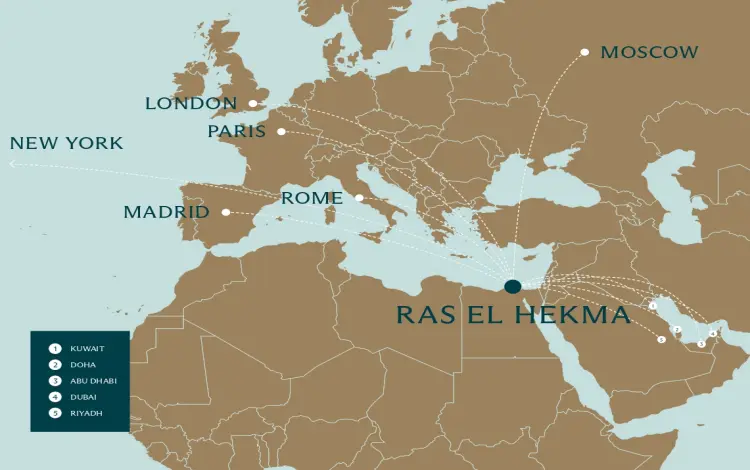 location of Modon Ras Elhekma Modon Ras El Hekma